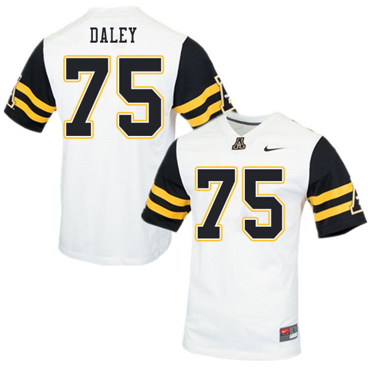 Men #75 Damion Daley Appalachian State Mountaineers College Football Jerseys Sale-White - Click Image to Close